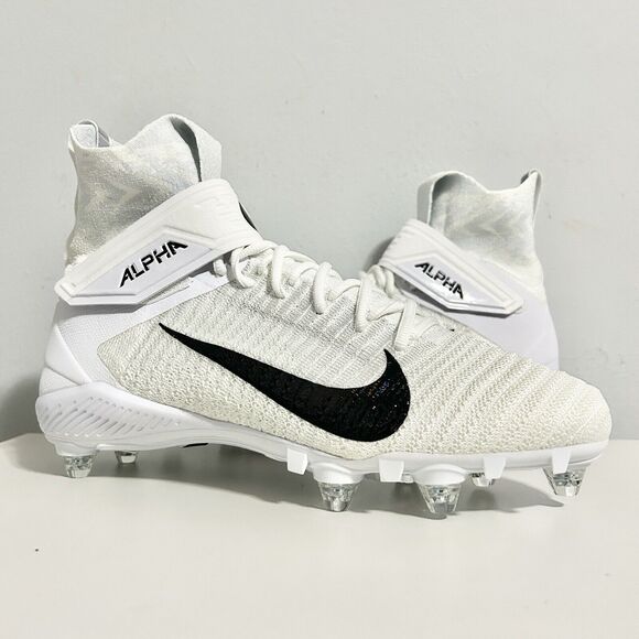 Nike Alpha Menace Elite 2 D “White Black” Men’s Size 10 High Top Football Cleats - Picture 1 of 8